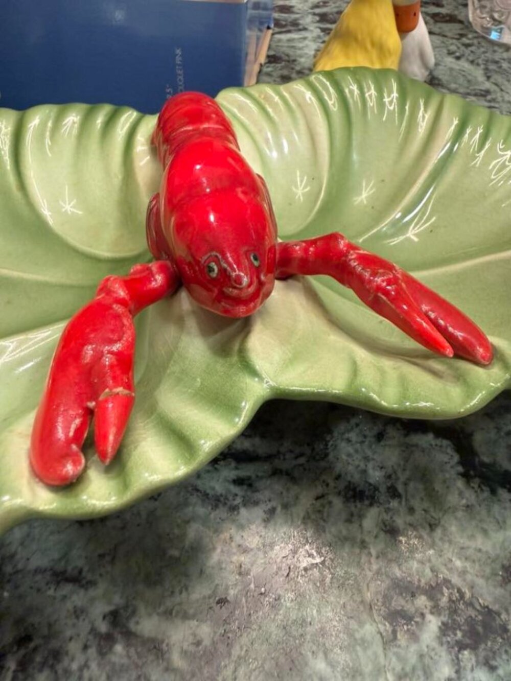 Vintage Lobster Serving Dish Coastal Grandmillennial Beach House Decor 12”